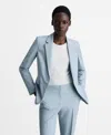 Mango Fitted Suit Jacket Sky Blue In Blue