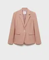 Mango Fitted Suit Jacket Pastel Pink