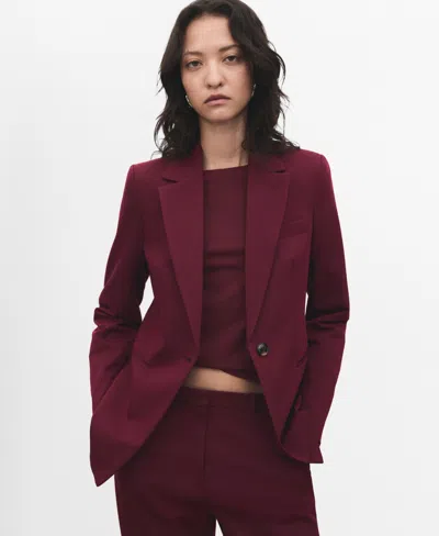Mango Women's Fitted Suit Jacket In Burgundy