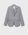 Mango Fitted Suit Jacket In Gray