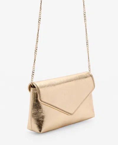 Mango Women's Flap Chain Bag In Gold
