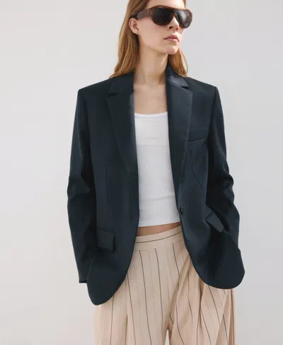 Mango Women's Flap Pockets Straight Blazer In Blue