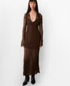 Mango Flared Chiffon Dress Brown In Brown