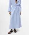 Mango Flared Cotton Maxi Skirt In Blue