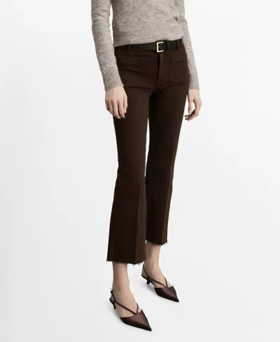 Mango Women's Flared Cropped Jeans In Chocolate