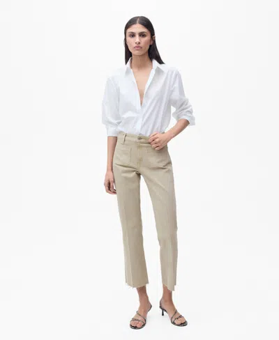 Mango Women's Flared Cropped Jeans In Pastel Green