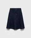 Mango Flared Denim Skirt In Open Blue