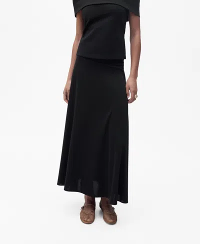 Mango Women's Flared Knitted Skirt In Black