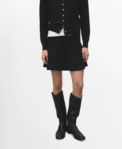 Mango Women's Flared Knitted Skirt In Black