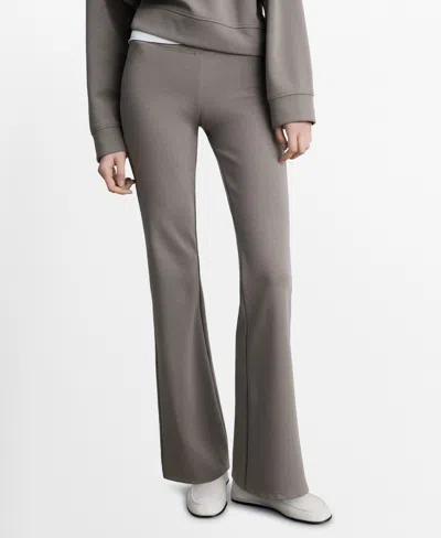 Mango Women's Flared Knitted Trousers In Medium Brown