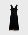 Mango Belted Linen Dress In Black