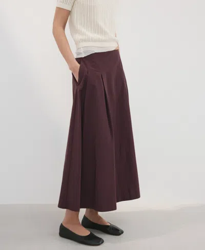 Mango Flared Midi-skirt Maroon In Purple