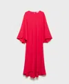 Mango Long Sleeve High Low Maxi Dress In Fuchsia