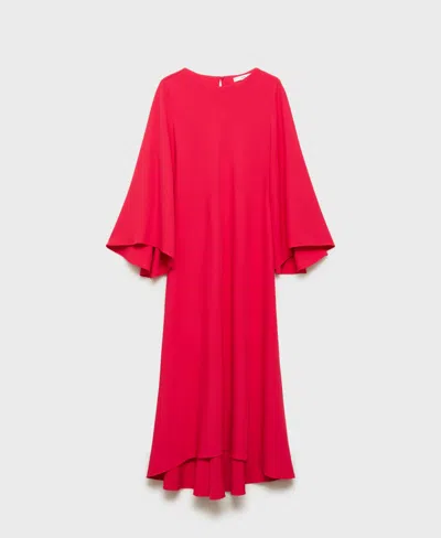 Mango Women's Flared Sleeve Long Dress In Fuchsia