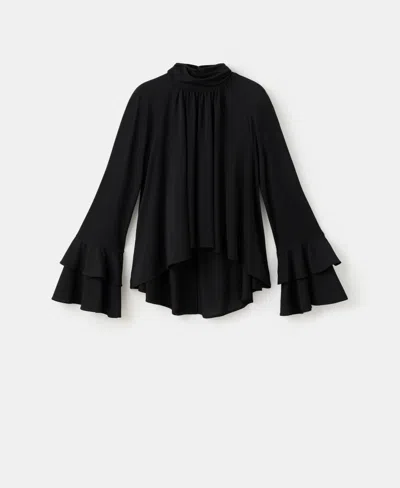 Mango Women's Flared Sleeves And Ruffles Blouse In Black