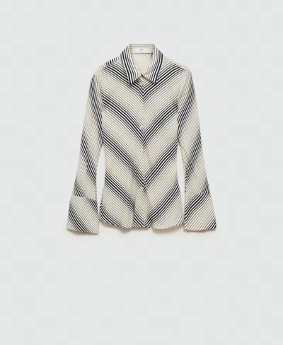 Mango Women's Flared Sleeves Striped Shirt In Off White