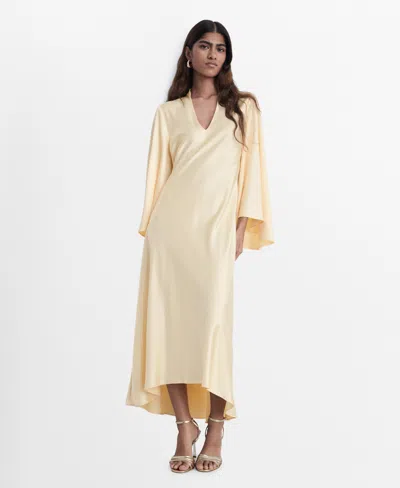 Mango Women's Flared Sleeves V-neck Dress In Gold