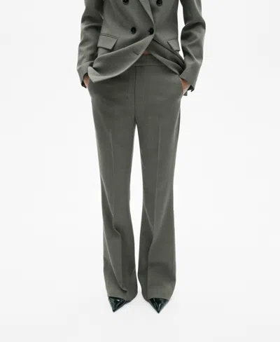 Mango Flare Pants In Light Heather Gray