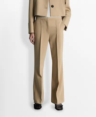 Mango Stretch Flare Pants In Medium Brown