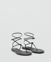 Mango Ankle Wrap Sandals In Black