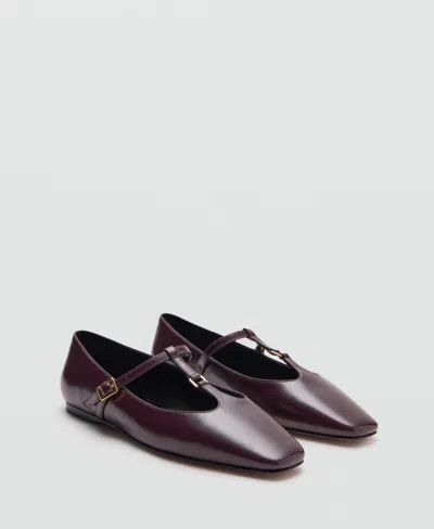 Mango Chaussures Plates Lanières Bordeaux - Femme - 37 -  In Burgundy