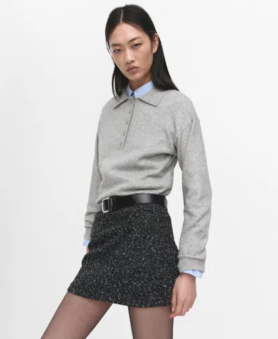 Mango Fleck Knit Skirt In Black