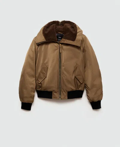 Mango Women's Fleece Lining Bomber Jacket In Brown