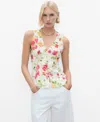 Mango Floral Button-down Fitted Blouse Ecru