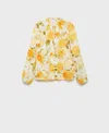 Mango Floral Cotton Blouse Yellow In Multi