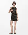 Mango Robe Crochet Fleurs In Black