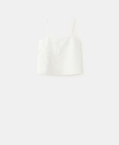 Mango Women's Floral Detail Tank Top In White