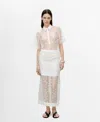 Mango Semi-transparent Shirt Embroidered With Flowers Off White In Off White