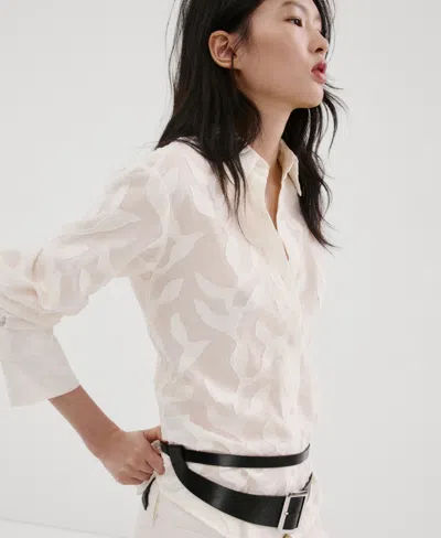 Mango Women's Floral Embroidery Blouse In Neutral