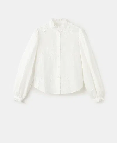 Mango Women's Floral Embroidery Blouse In White