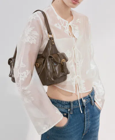 Mango Women's Floral Embroidery Lyocell Blouse In White