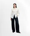 Mango Women's Floral Embroidery Lyocell Shirt In Ecru