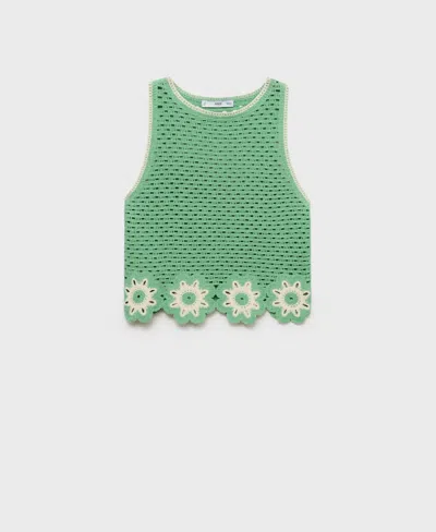MANGO WOMEN'S FLORAL FINISHES CROCHET TOP