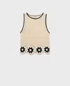 Mango Floral Scallop Crochet Tank In Neutral
