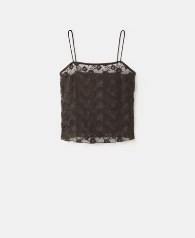 Mango Women's Floral Lace Top In Brown