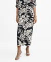 Mango Floral Wrap Midi Skirt In Black