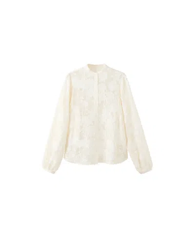 Mango Women's Floral Long-sleeve Embroidered Blouse In Off White