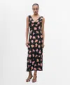Mango Print Sleeveless Maxi Dress In Black