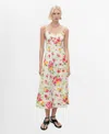 Mango Floral Print Flared Dress Ecru In Multi
