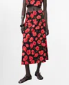 Mango Ama Floral Midi Skirt In Black