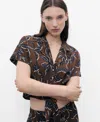 Mango Women's Floral-print Knot Detail Cropped Shirt