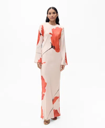 Mango Women's Floral Print Satin Dress In Pastel Pink