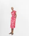 Mango Floral Print Shirt Style Dress Fuchsia In Pink