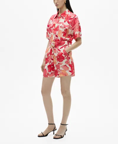Mango Women's Floral Print Short Jumpsuit In Red
