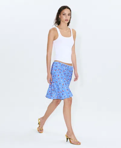 Mango Featuring Hailey Bieber Floral Skirt In Blue