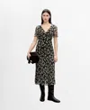 Mango Floral Print Midi Dress In Black